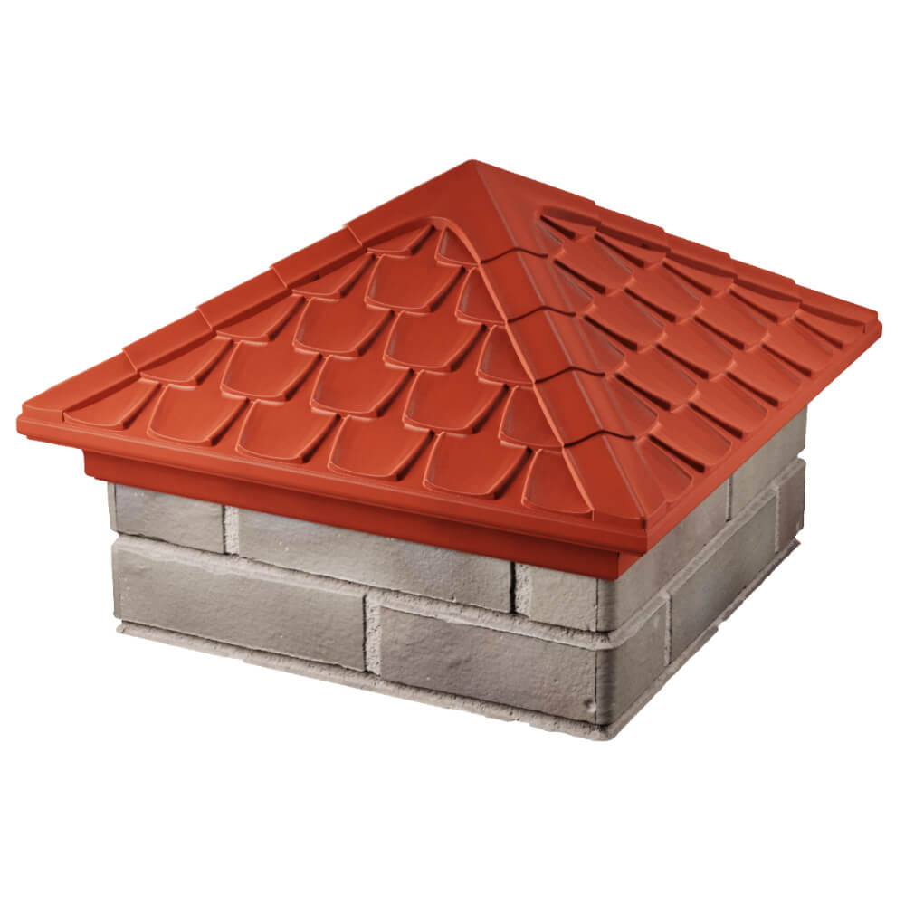 Колпак Zking Эльбрус Красный на столб 1.5х1.5 кирпича (385х385мм) в Гуково фото