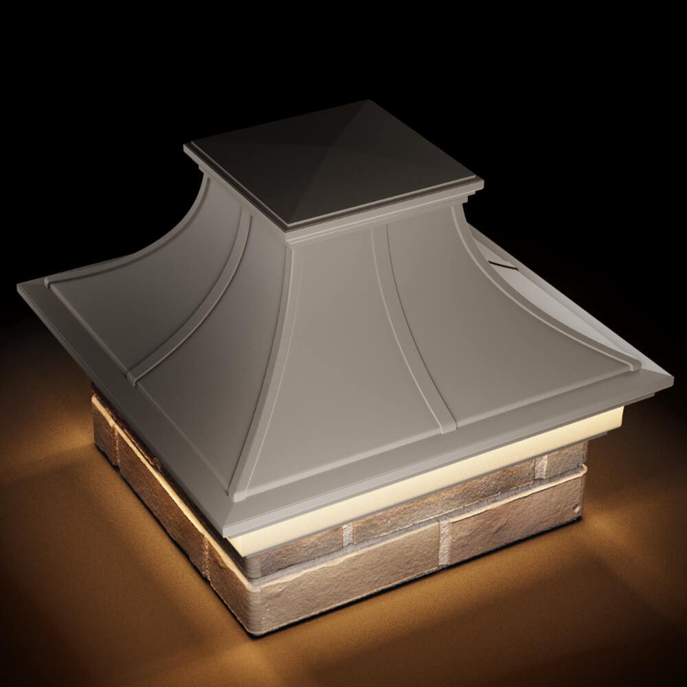 Колпак Zking Монблан Премиум Бежевый на столб 1.5х1.5 кирпича (385х385мм) с подсветкой в Гуково фото