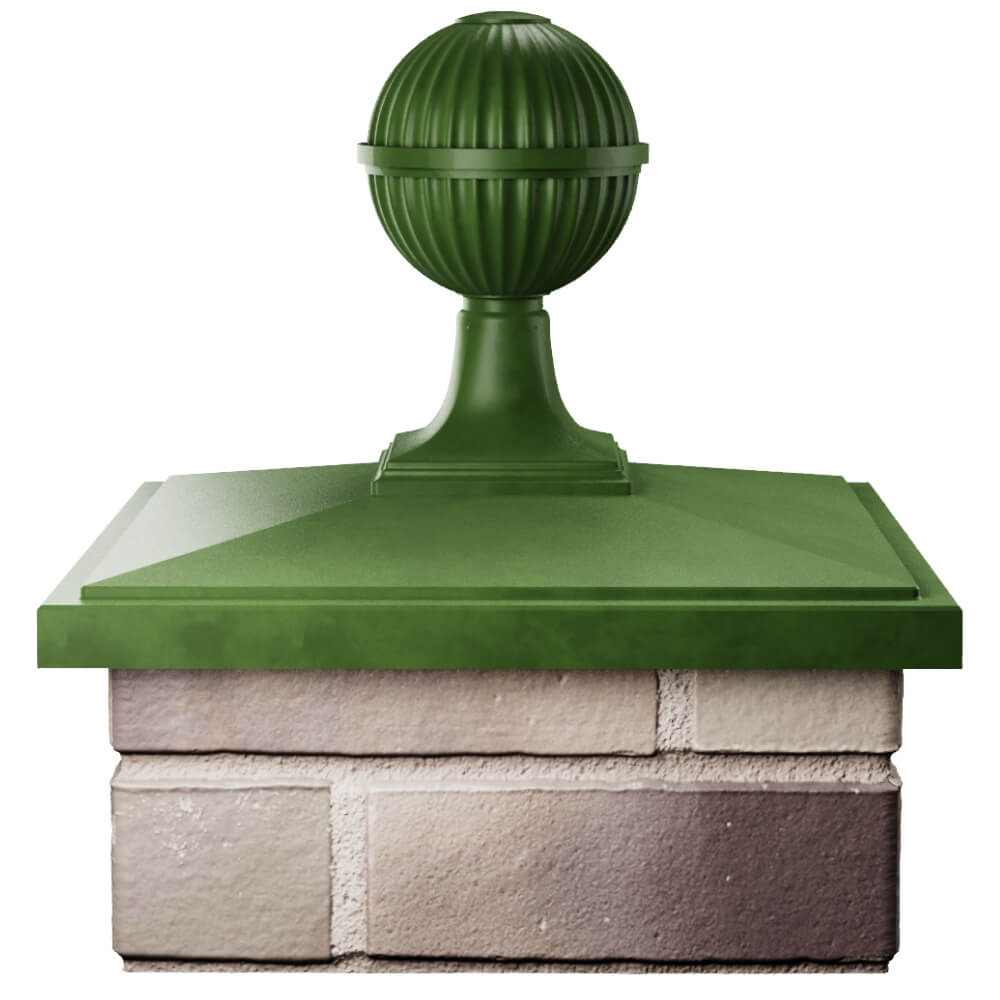 Колпак Zking БонаМоно Зеленый с шаром на столб 1.5х1.5 кирпича (385х385, 400х400мм) в сборе Гуково фото