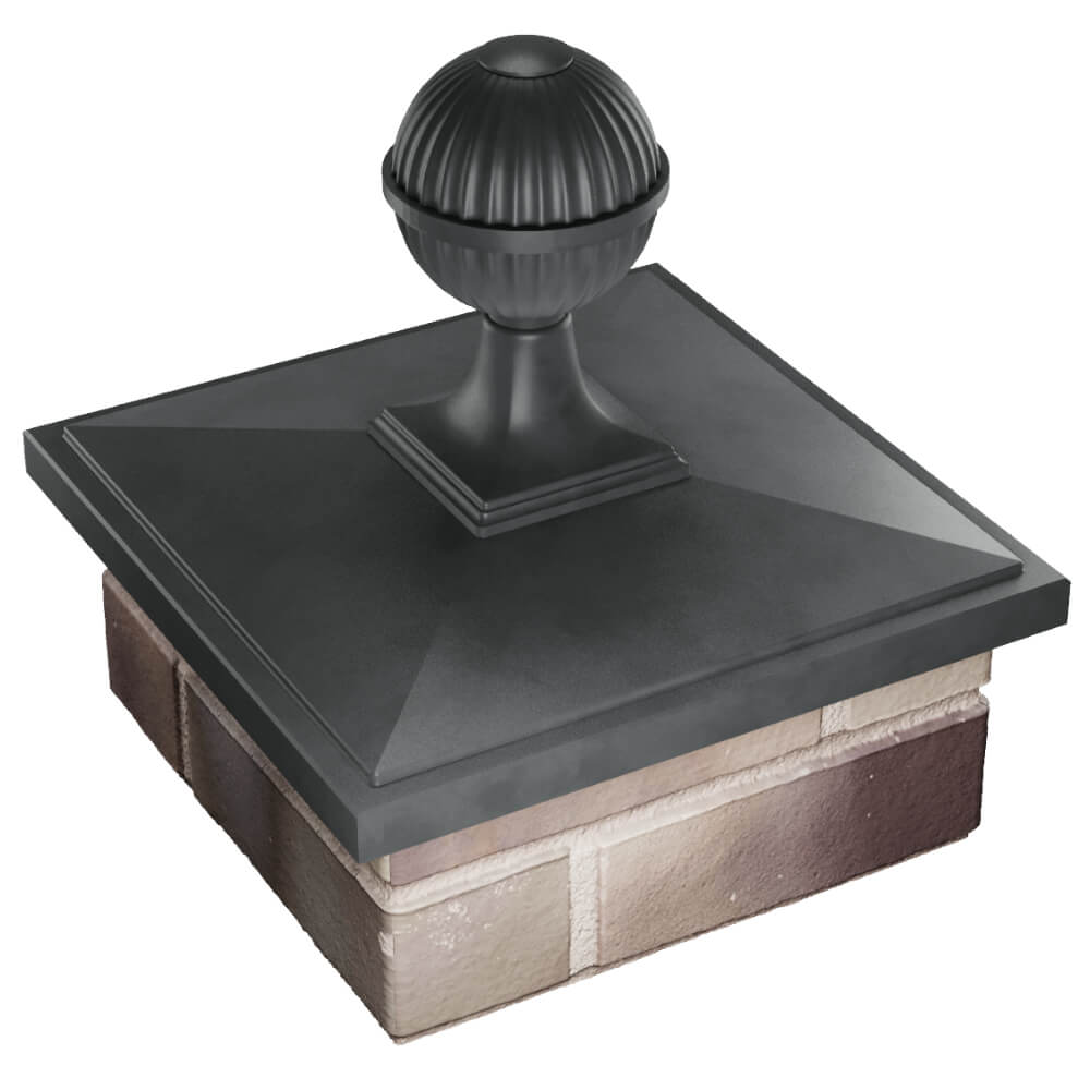 Колпак Zking БонаМоно Серый с шаром на столб 1.5х1.5 кирпича (385х385, 400х400мм) в сборе в Гуково фото