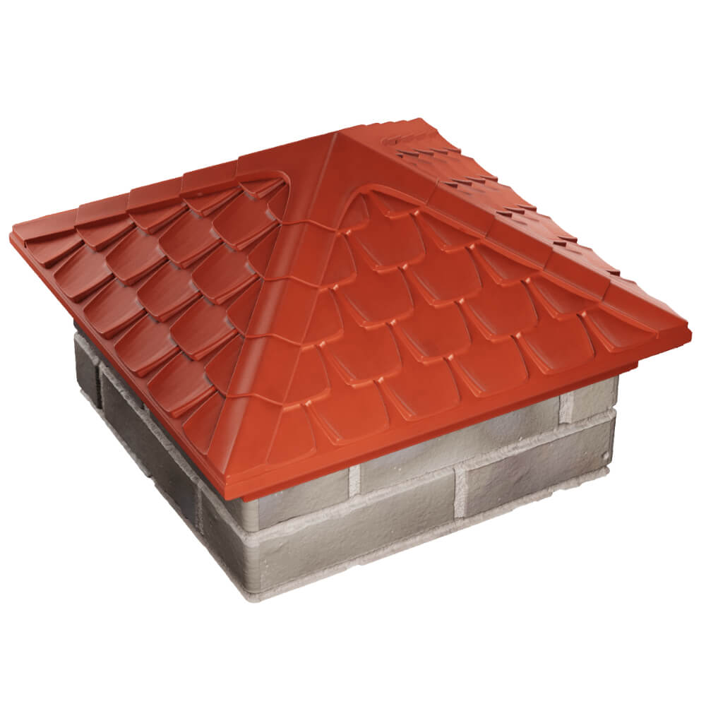 Колпак Zking Эльбрус Красный на столб 1.5х1.5 кирпича (385х385мм) в Гуково фото