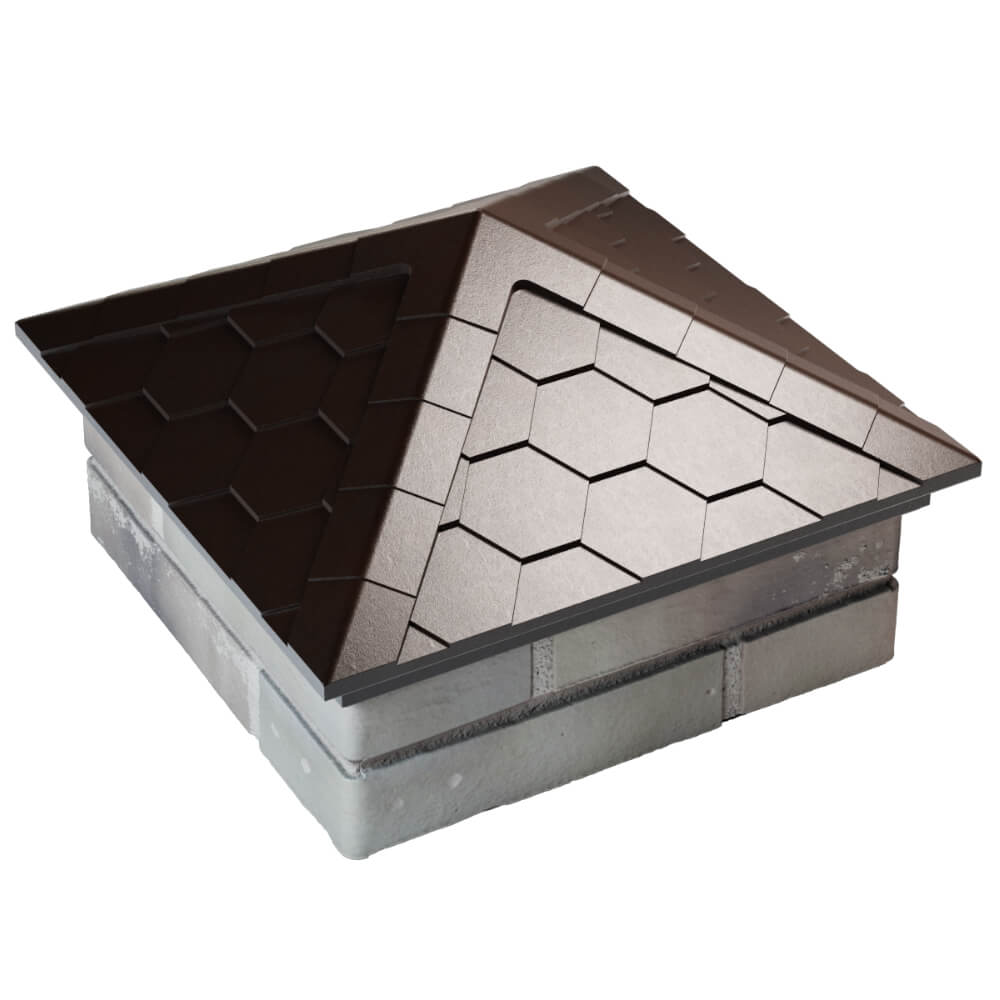 Колпак Zking Эверест Коричневый на столб 1.5х1.5 кирпича (390х390мм) в Гуково фото