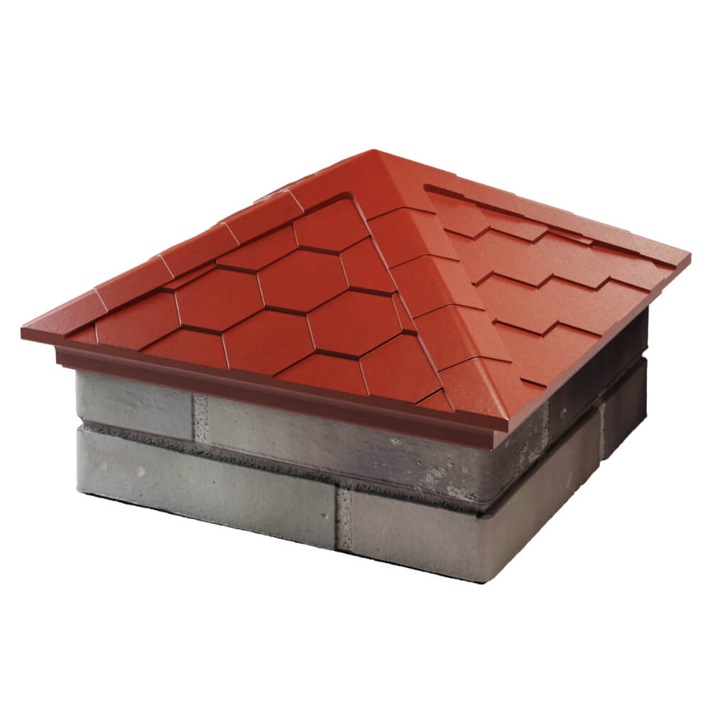 Колпак Zking Эверест Красный на столб 1.5х1.5 кирпича (390х390мм) в Гуково фото