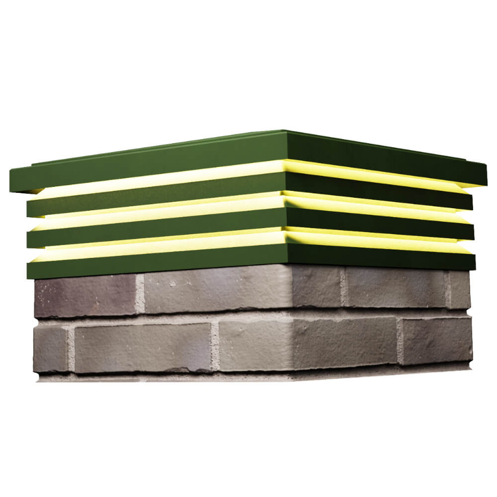 Колпак Zking Бона ХайТек Зеленый на столб 1.5х1.5 кирпича (385х385мм) с подсветкой в Гуково фото