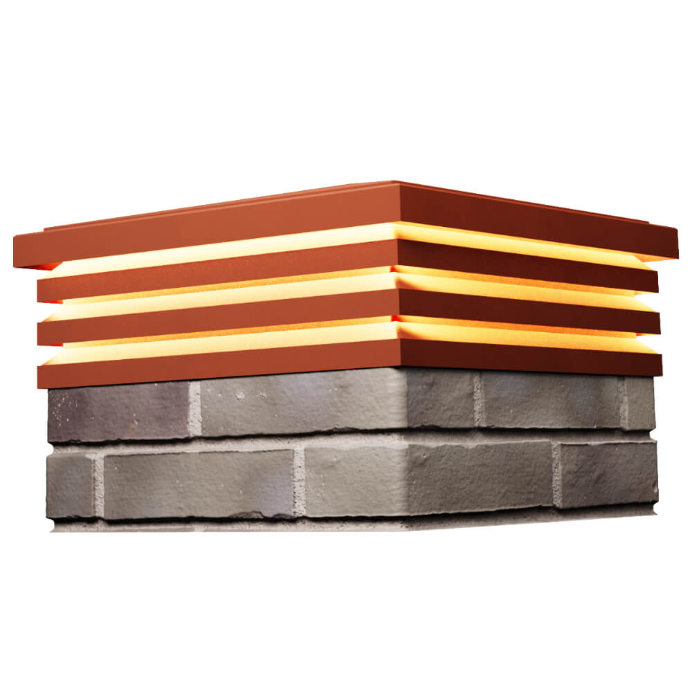 Колпак Zking Бона ХайТек Красный на столб 1.5х1.5 кирпича (385х385мм) с подсветкой в Гуково фото