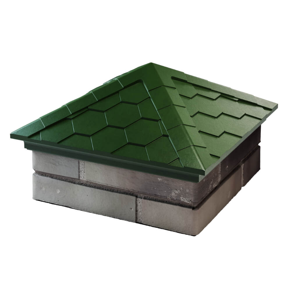 Колпак Zking Эверест Зеленый на столб 1.5х1.5 кирпича (390х390мм) в Гуково фото