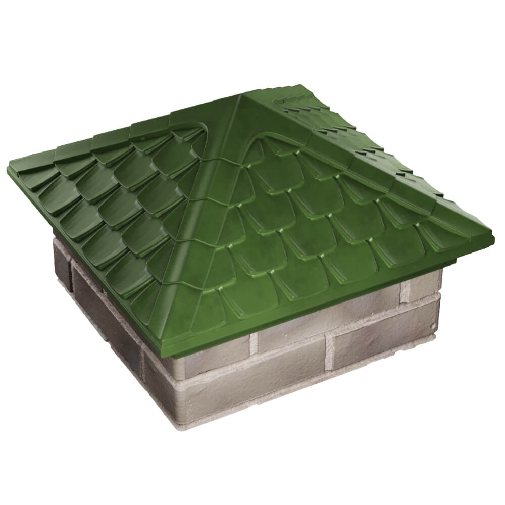 Колпак Zking Эльбрус Зеленый на столб 1.5х1.5 кирпича (385х385мм) в Гуково фото