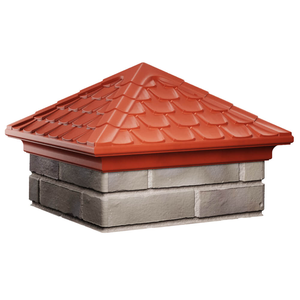 Колпак Zking Эльбрус Красный на столб 1.5х1.5 кирпича (385х385мм) в Гуково фото