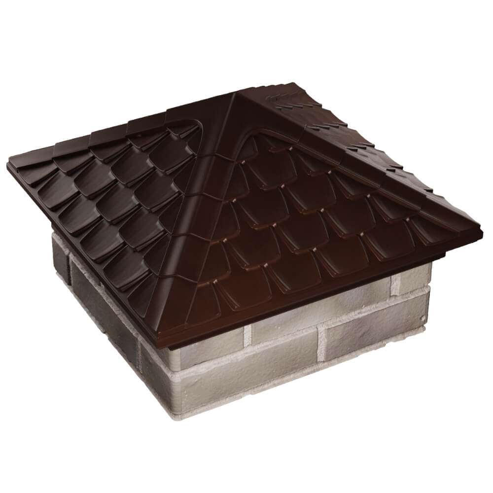 Колпак Zking Эльбрус Коричневый на столб 1.5х1.5 кирпича (385х385мм) в Гуково фото