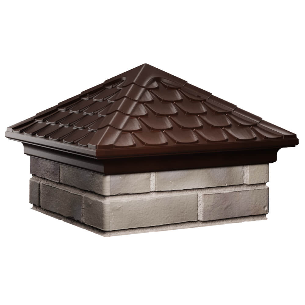 Колпак Zking Эльбрус Коричневый на столб 1.5х1.5 кирпича (385х385мм) в Гуково фото