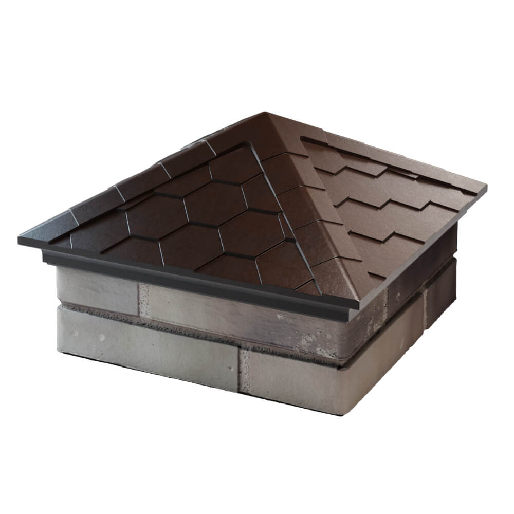 Колпак Zking Эверест Коричневый на столб 1.5х1.5 кирпича (390х390мм) в Гуково фото